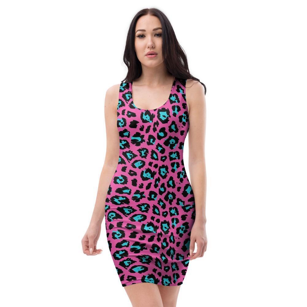 Pink Cheetah Bodycon Dress-grizzshop