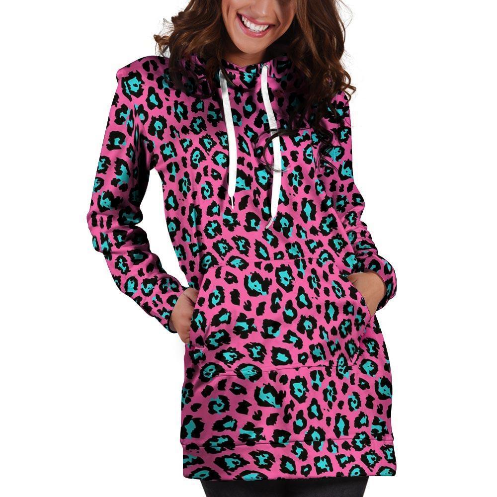 Pink Cheetah Hoodie Dress-grizzshop