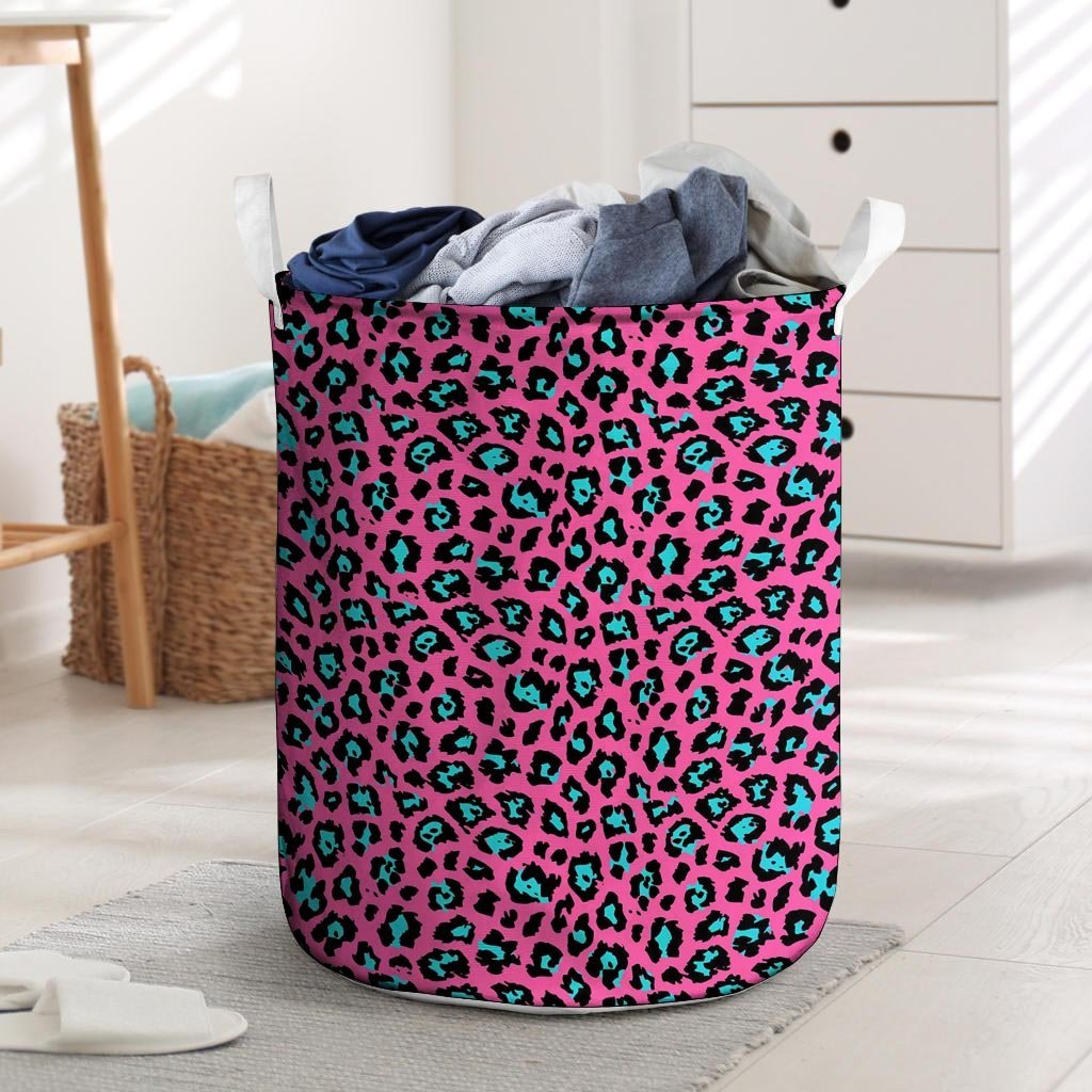 Pink Cheetah Laundry Basket-grizzshop