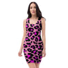 Pink Cheetah Leopard Bodycon Dress-grizzshop