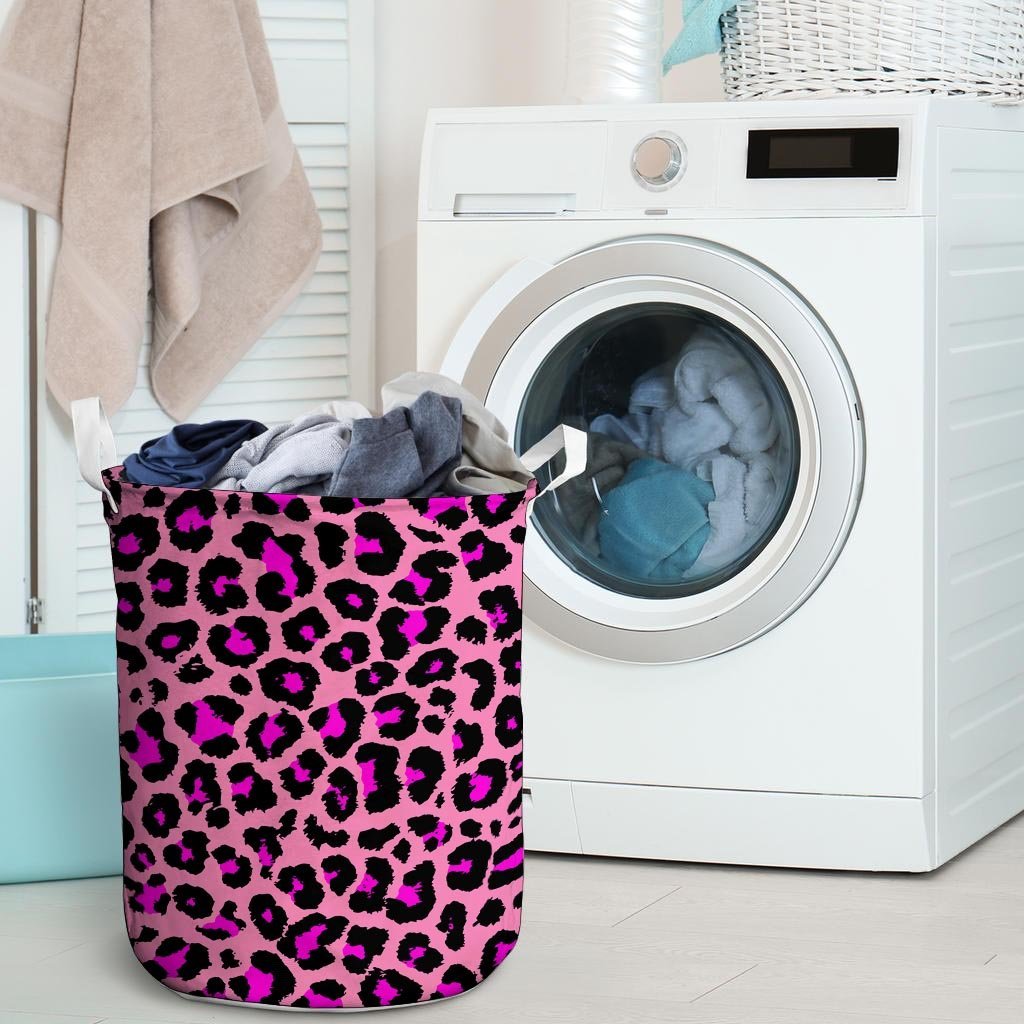 Pink Cheetah Leopard Laundry Basket-grizzshop