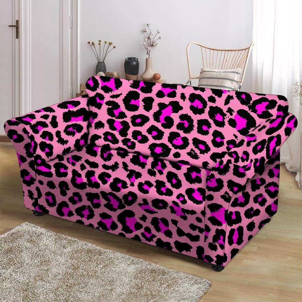 Pink Cheetah Leopard Loveseat Cover-grizzshop