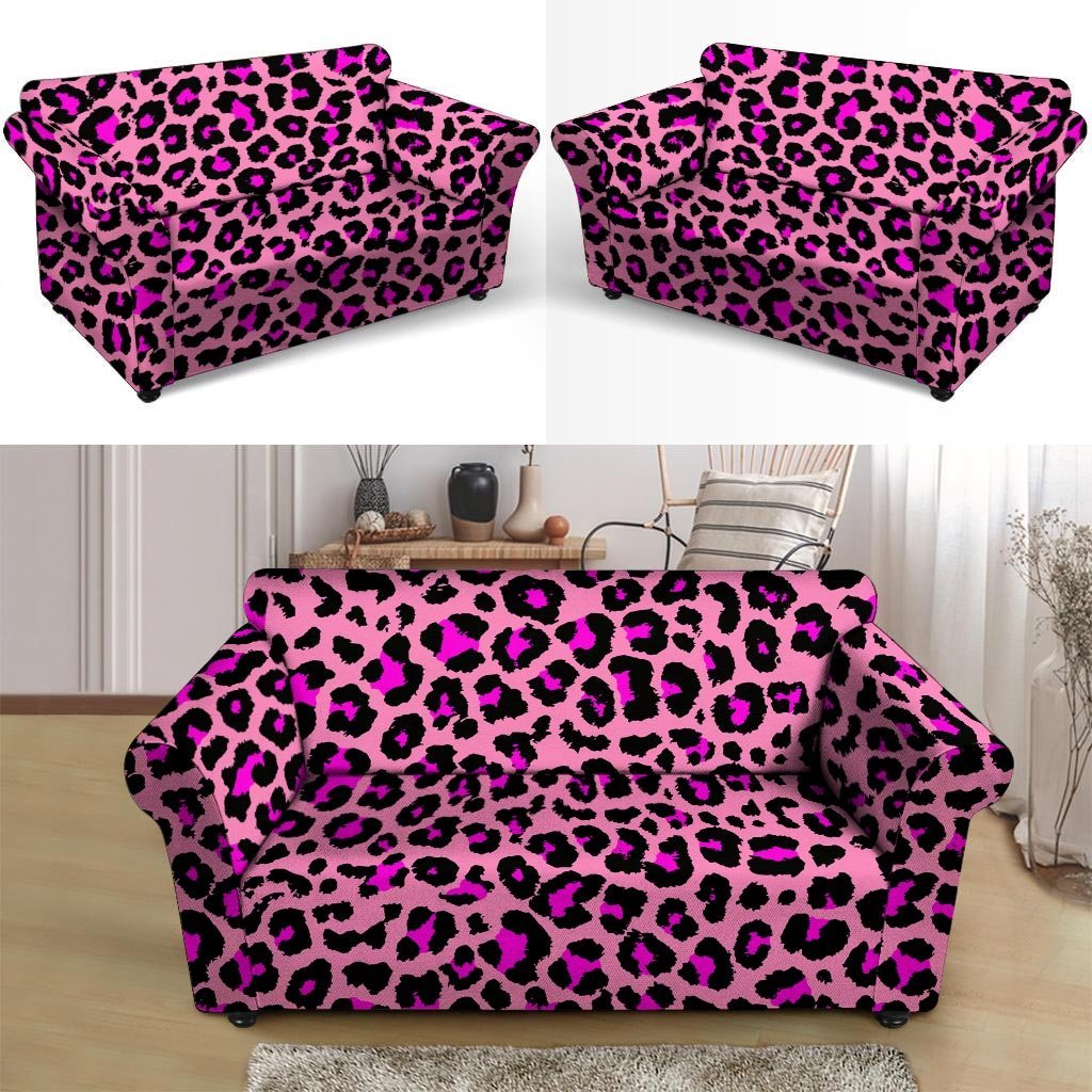 Pink Cheetah Leopard Loveseat Cover-grizzshop