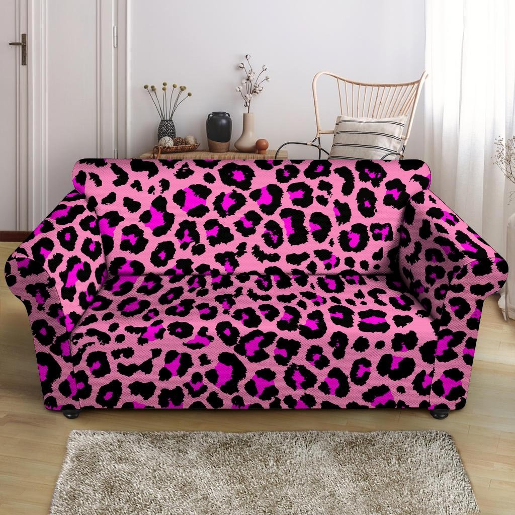 Pink Cheetah Leopard Loveseat Cover-grizzshop