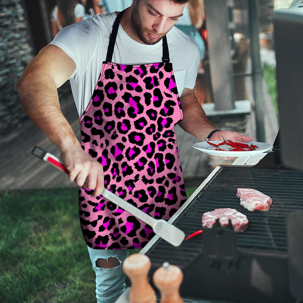 Pink Cheetah Leopard Men's Apron-grizzshop