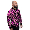 Pink Cheetah Leopard Men's Bomber Jacket-grizzshop