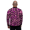 Pink Cheetah Leopard Men's Bomber Jacket-grizzshop