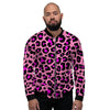 Pink Cheetah Leopard Men's Bomber Jacket-grizzshop