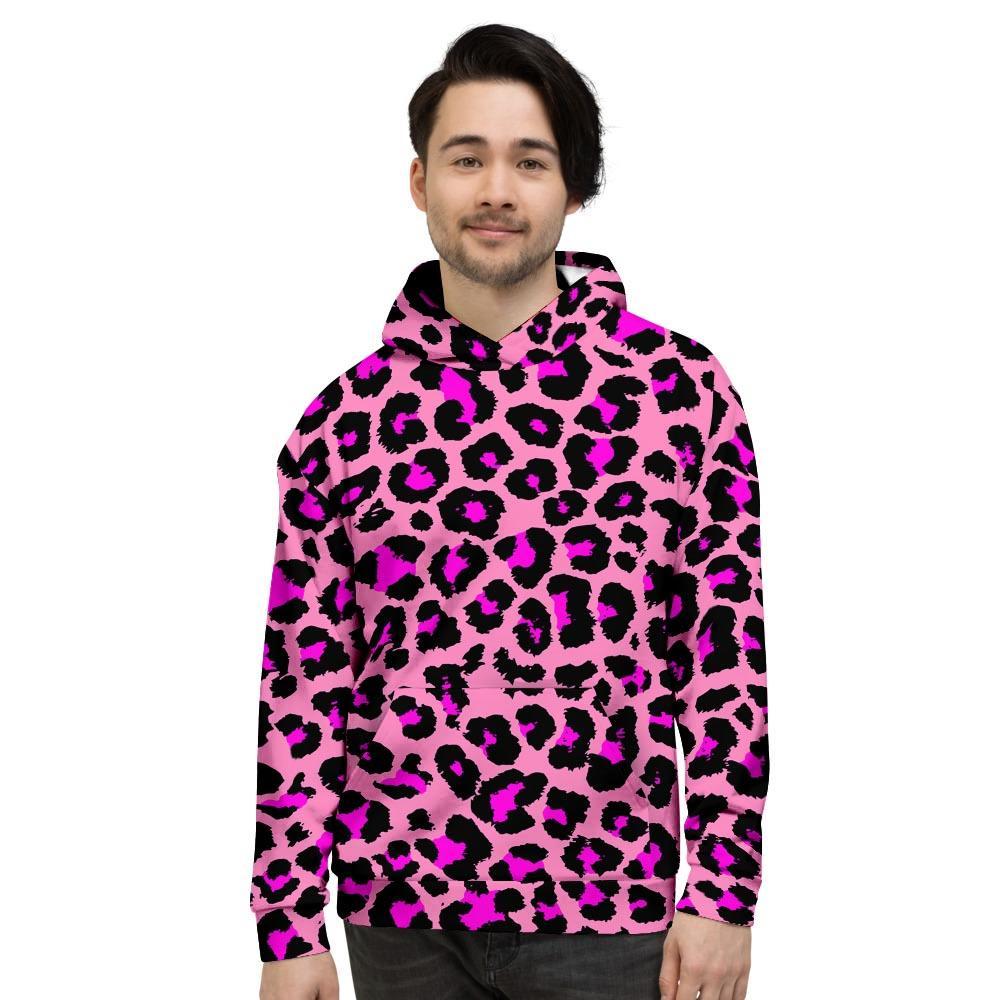 Pink Cheetah Leopard Men's Hoodie-grizzshop