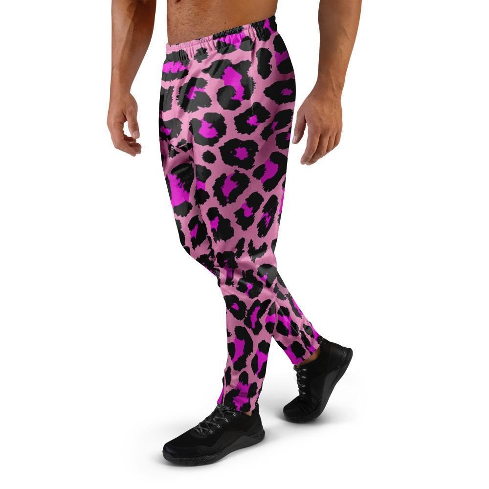 Pink Cheetah Leopard Men's Joggers-grizzshop