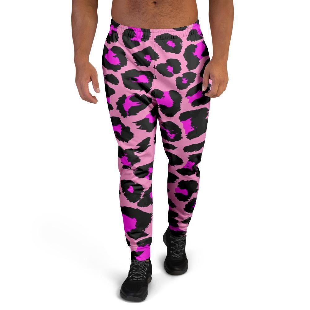 Pink Cheetah Leopard Men's Joggers-grizzshop