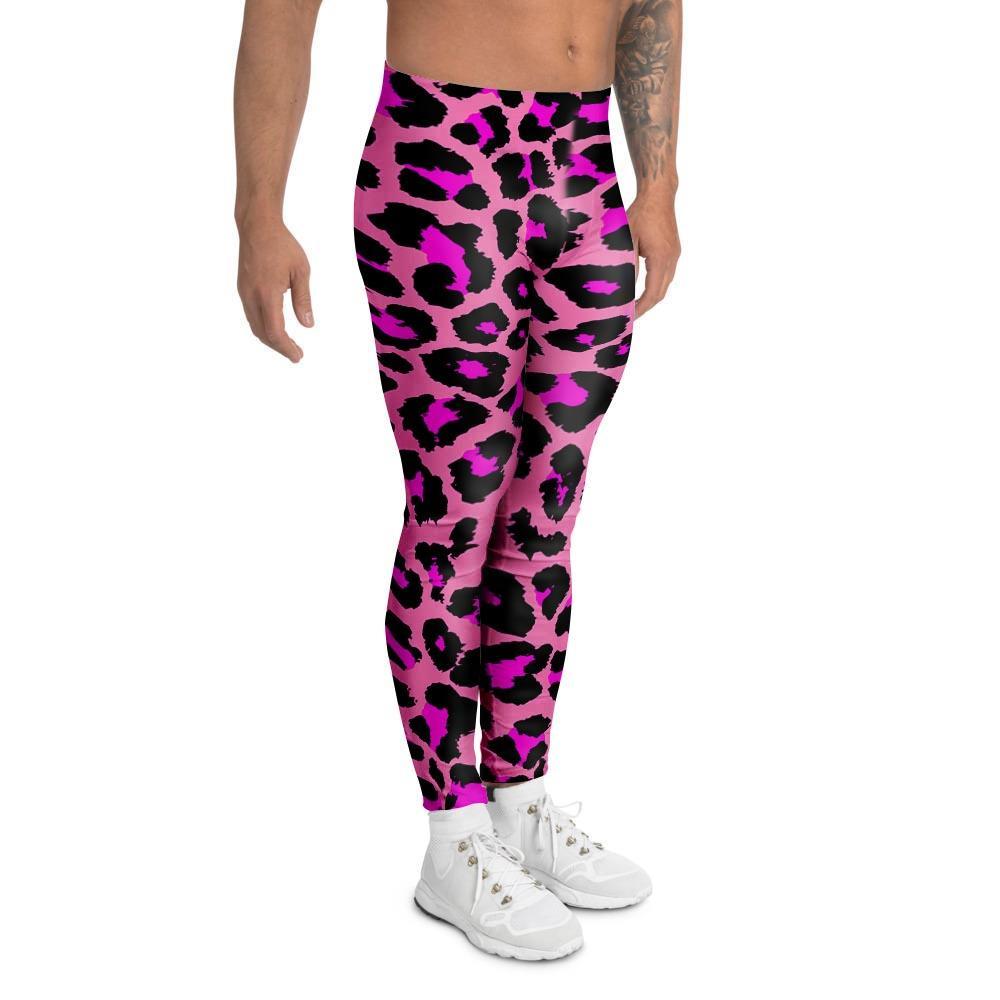 Pink Cheetah Leopard Men's Leggings-grizzshop