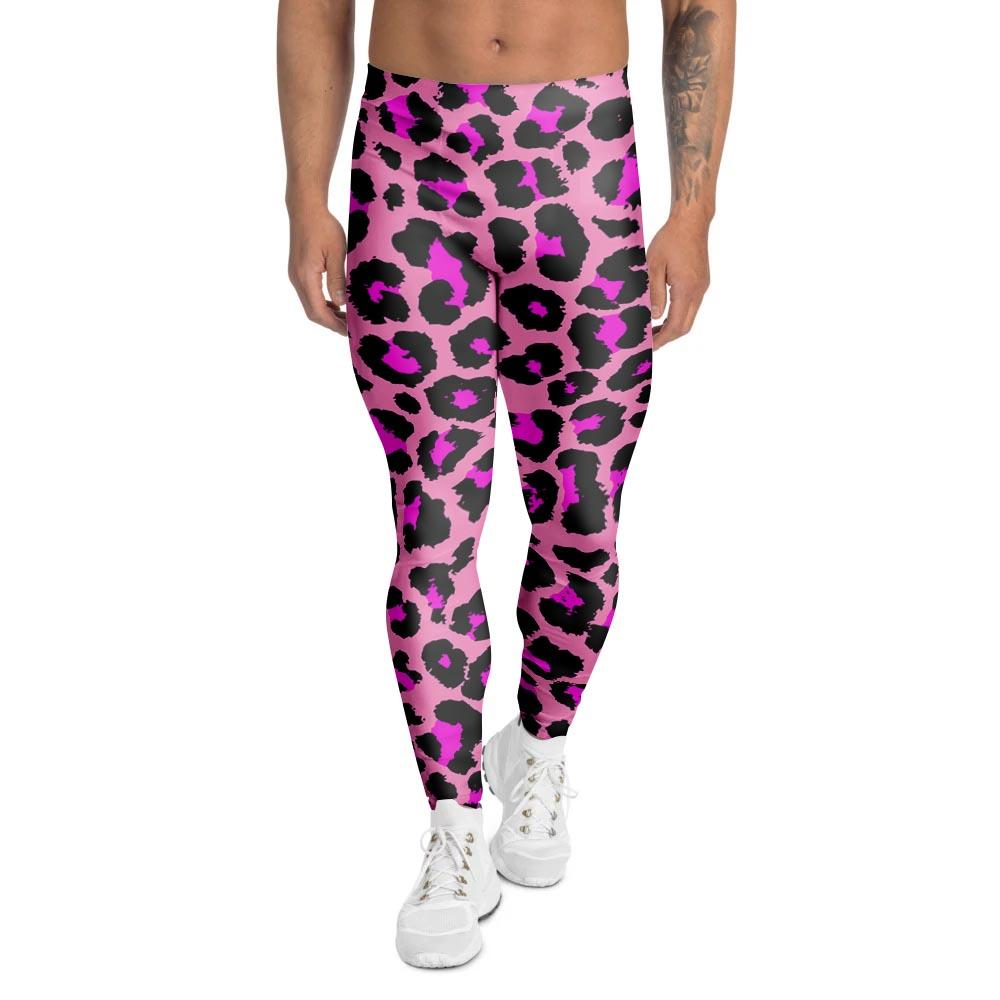 Pink Cheetah Leopard Men's Leggings-grizzshop