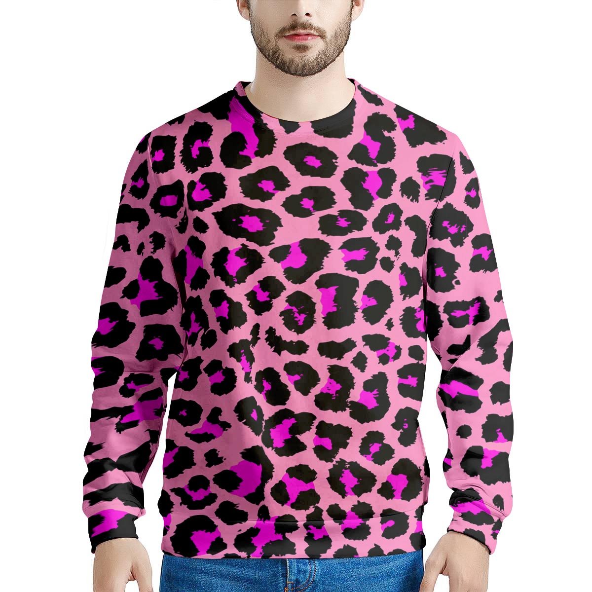 Pink Cheetah Leopard Men's Sweatshirt-grizzshop