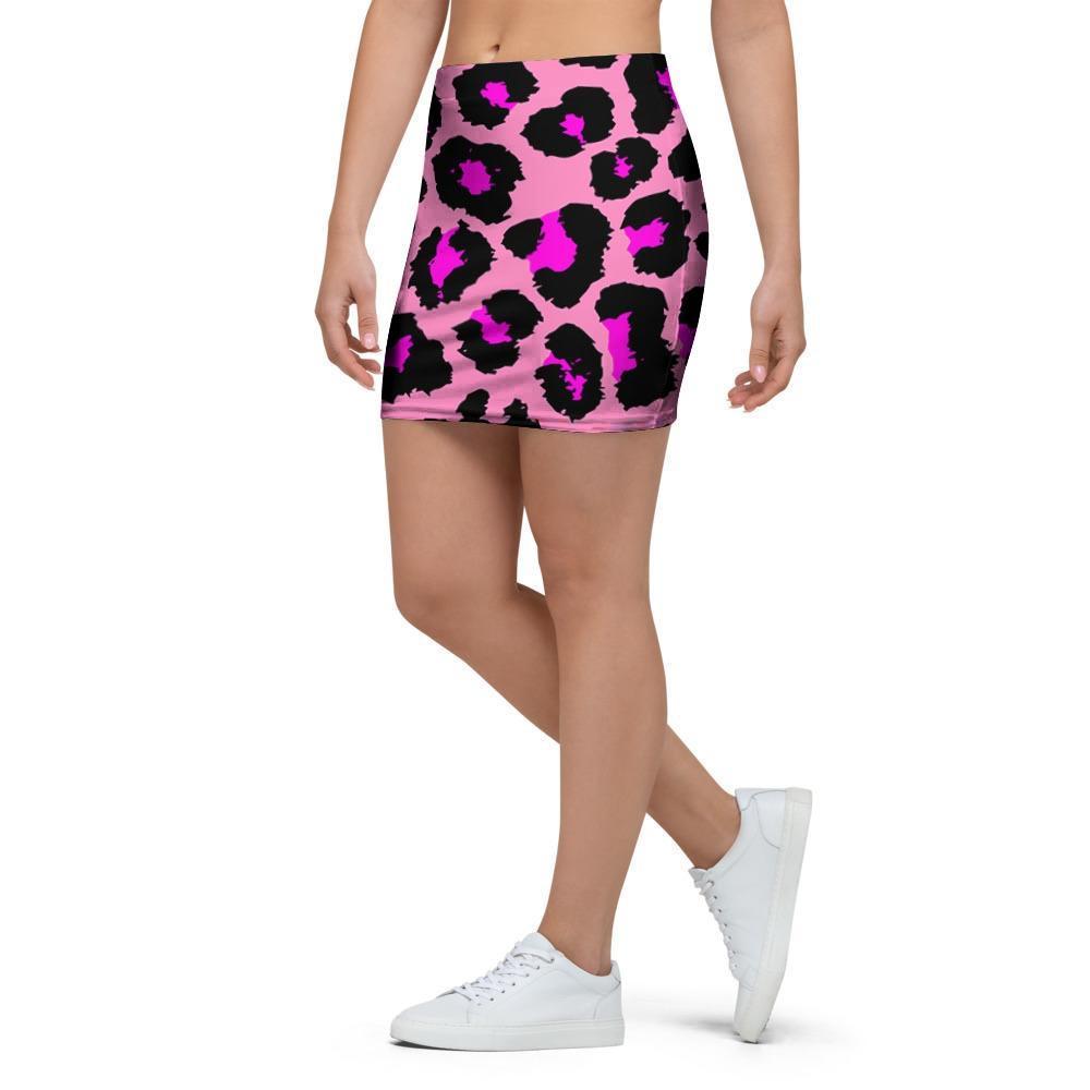 Pink Cheetah Leopard Mini Skirt-grizzshop