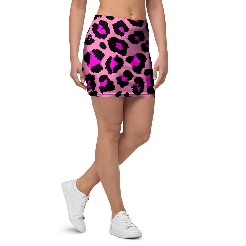 Pink Cheetah Leopard Mini Skirt-grizzshop