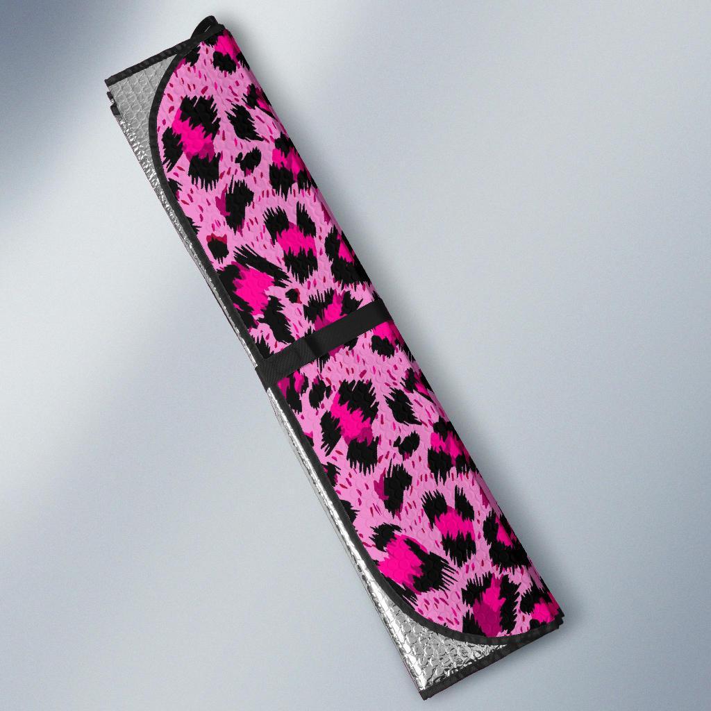 Pink Cheetah Leopard Pattern Print Car Sun Shade-grizzshop