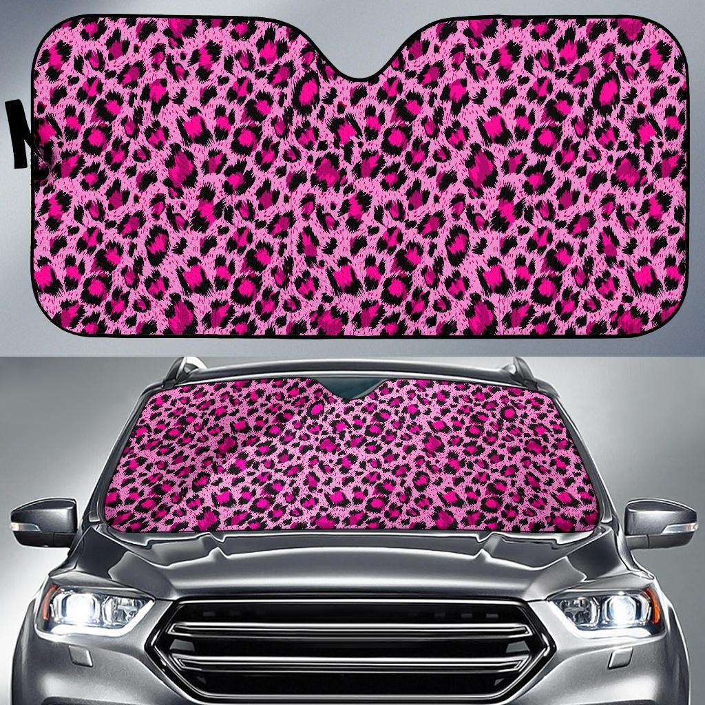 Pink Cheetah Leopard Pattern Print Car Sun Shade-grizzshop