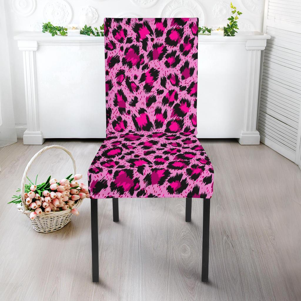 Pink Cheetah Leopard Pattern Print Chair Cover-grizzshop