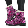 Pink Cheetah Leopard Pattern Print Comfy Winter Boots-grizzshop