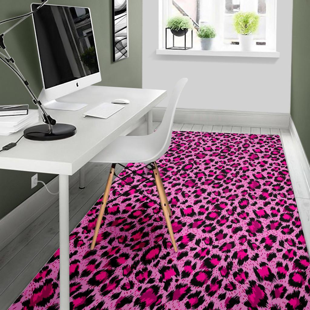 Pink Cheetah Leopard Pattern Print Floor Mat-grizzshop