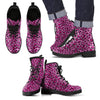 Pink Cheetah Leopard Pattern Print Men Women Leather Boots-grizzshop