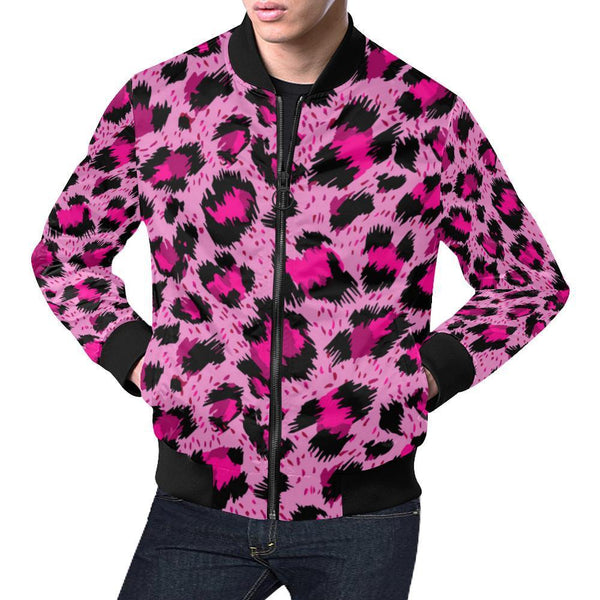 Pink Cheetah Leopard Pattern Print Men s Bomber Jacket Grizzshopping