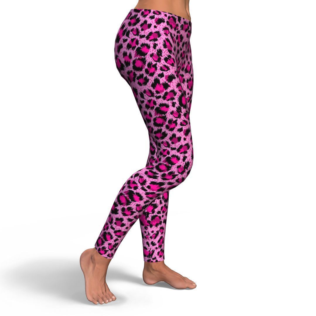 Pink Cheetah Leopard Pattern Print Pattern Women Leggings-grizzshop