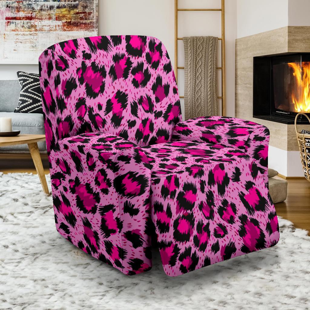 Pink Cheetah Leopard Pattern Print Recliner Cover-grizzshop