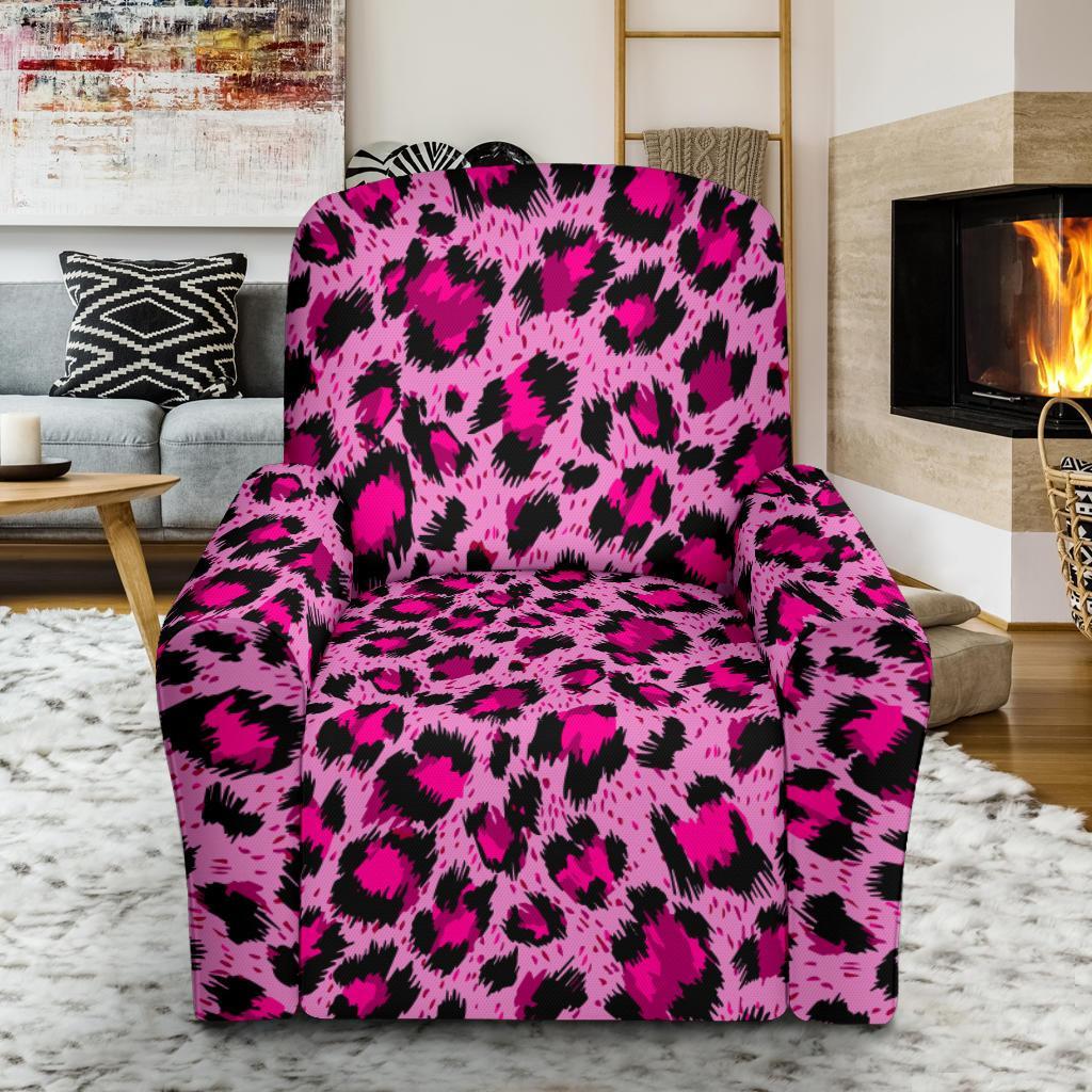 Pink Cheetah Leopard Pattern Print Recliner Cover-grizzshop