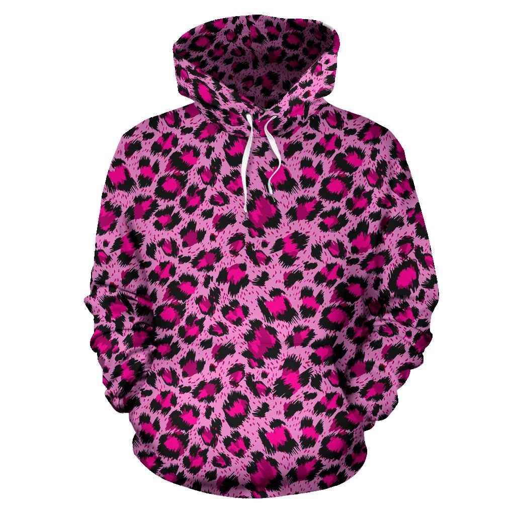 Pink Cheetah Leopard Pattern Print Women Men Pullover Hoodie-grizzshop
