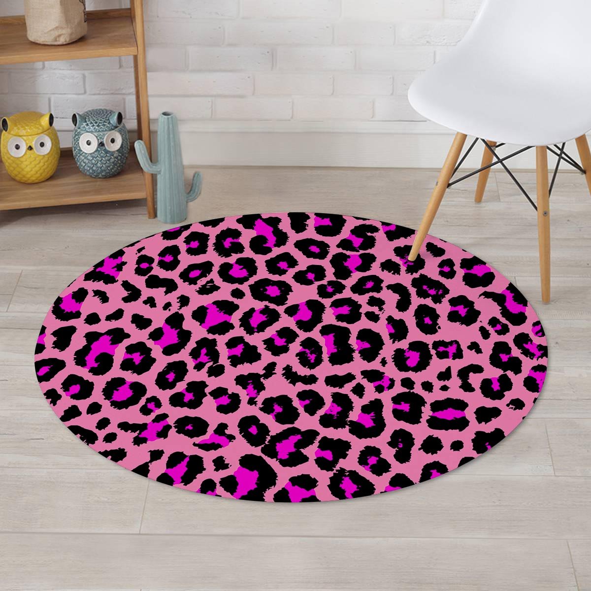 Pink Cheetah Leopard Round Rug-grizzshop