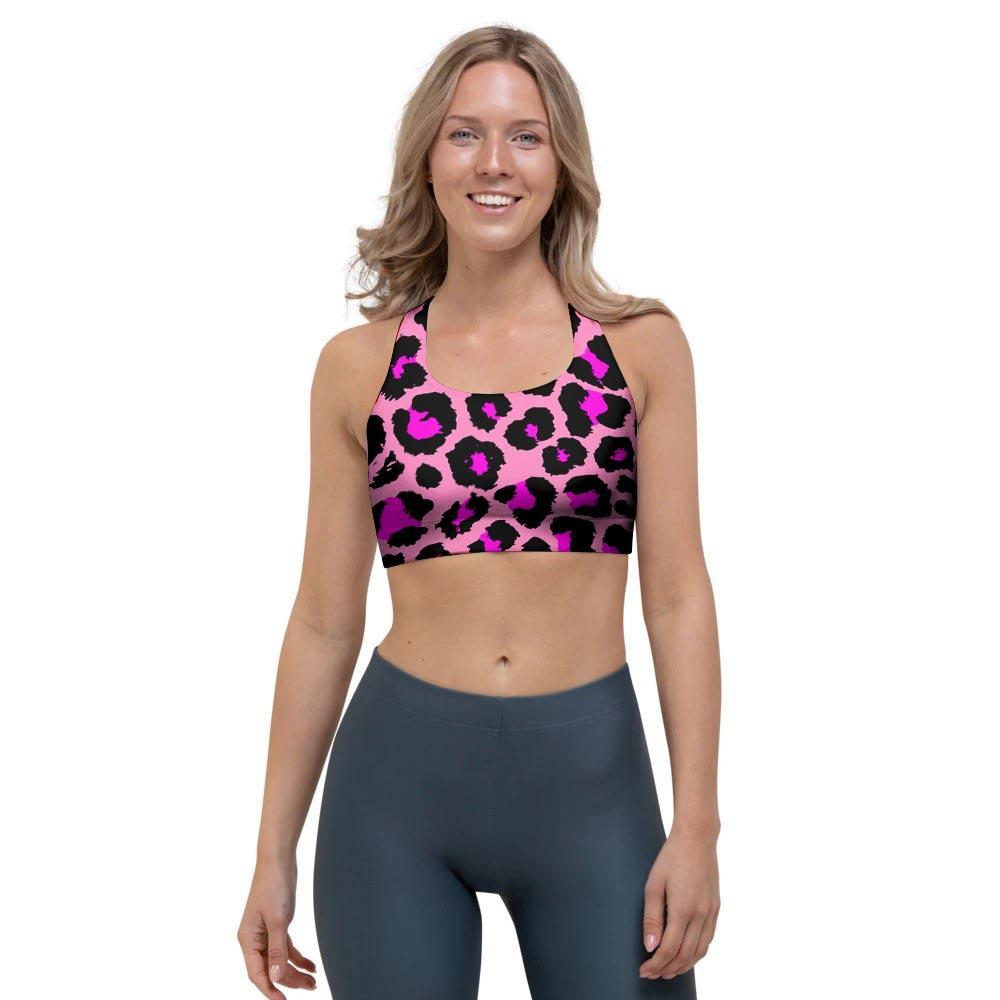 Pink Cheetah Leopard Sports Bra-grizzshop