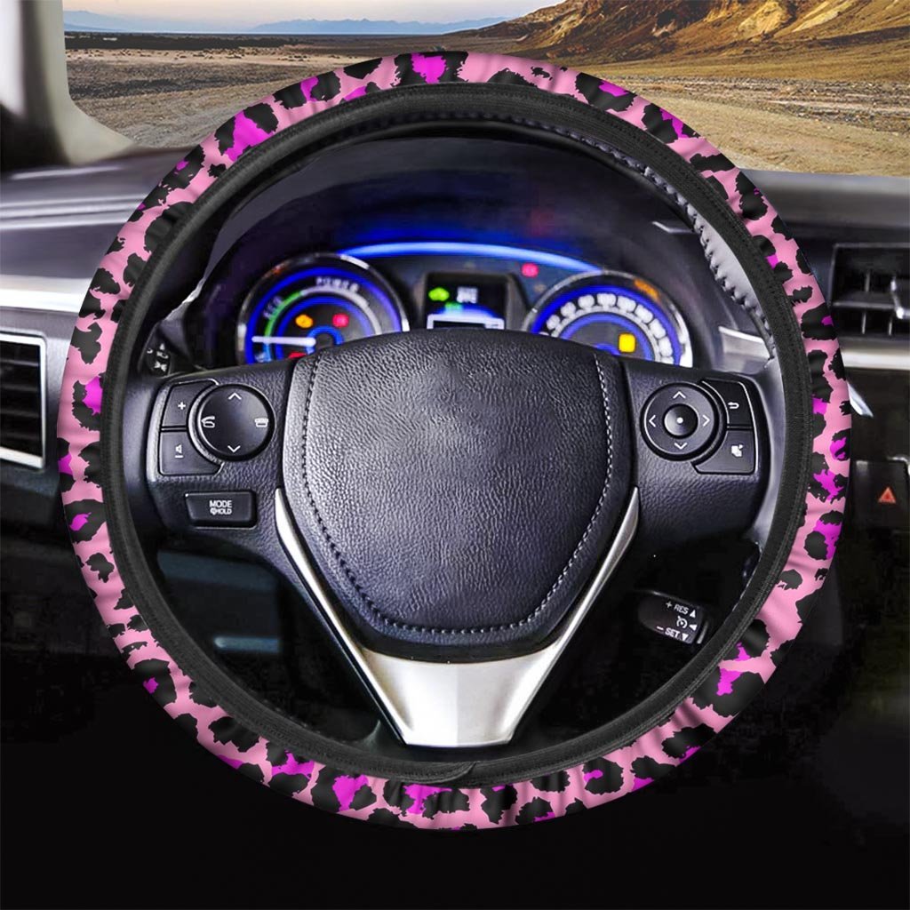 Pink Cheetah Leopard Steering Wheel Cover-grizzshop