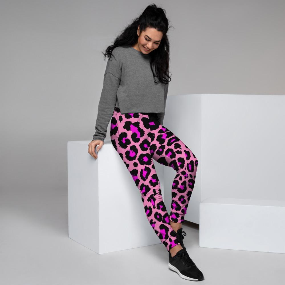 Pink Cheetah Leopard Women's Joggers-grizzshop