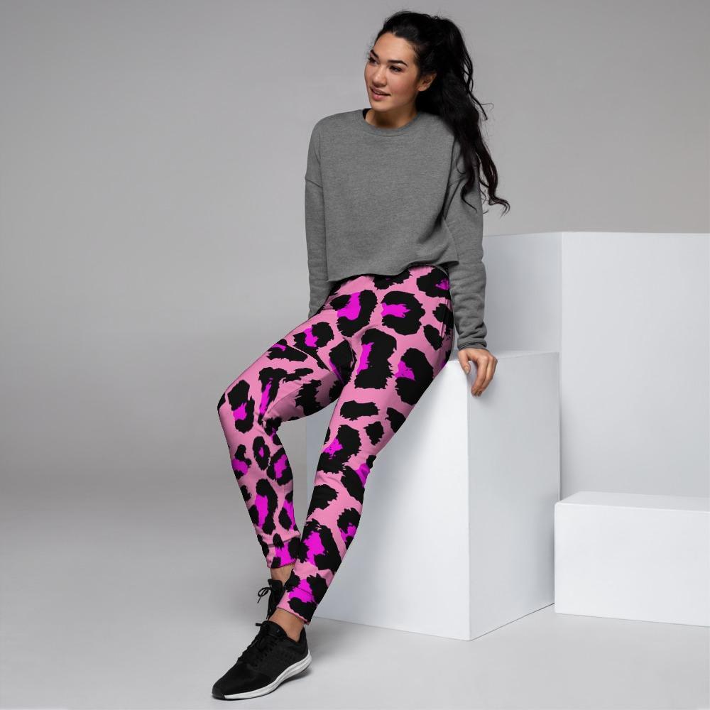 Pink Cheetah Leopard Women's Joggers-grizzshop