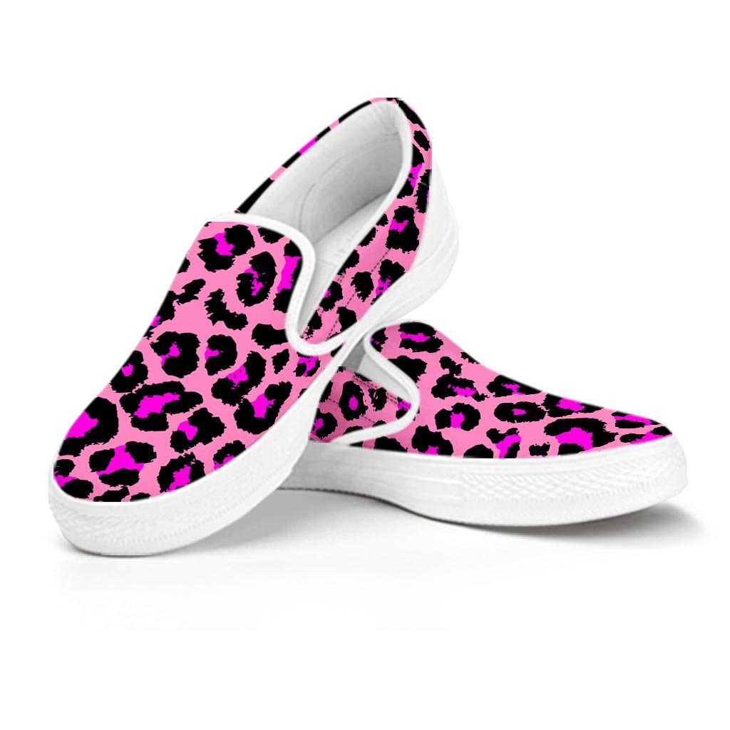 Pink Cheetah Leopard Women's Slip On Sneakers-grizzshop