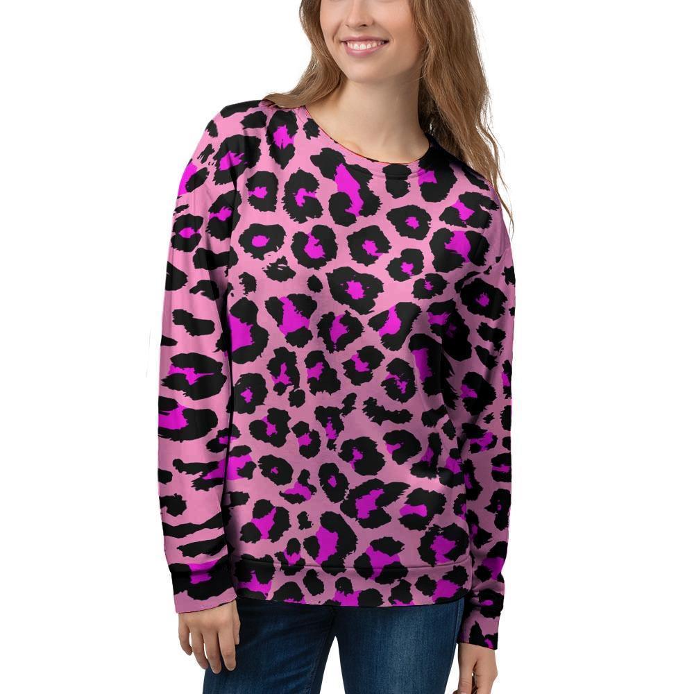 Pink Cheetah Leopard Women's Sweatshirt-grizzshop