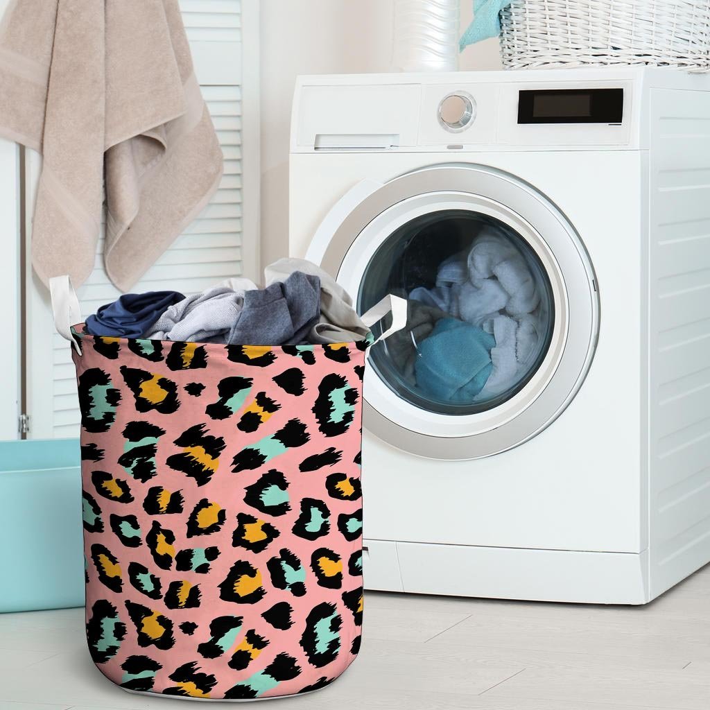 Pink Cheetah Print Laundry Basket-grizzshop