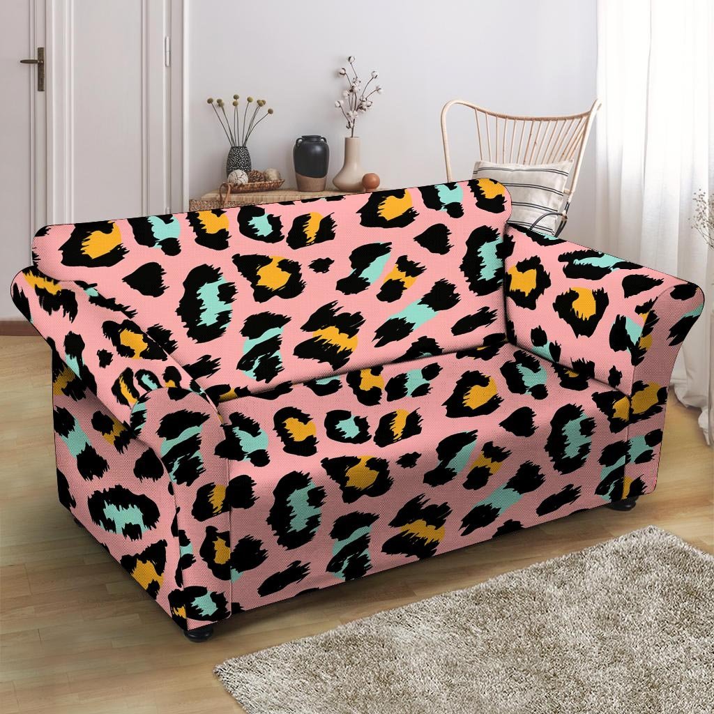 Pink Cheetah Print Loveseat Cover-grizzshop