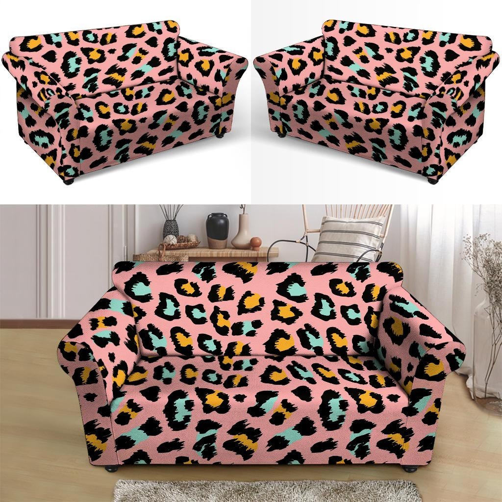 Pink Cheetah Print Loveseat Cover-grizzshop