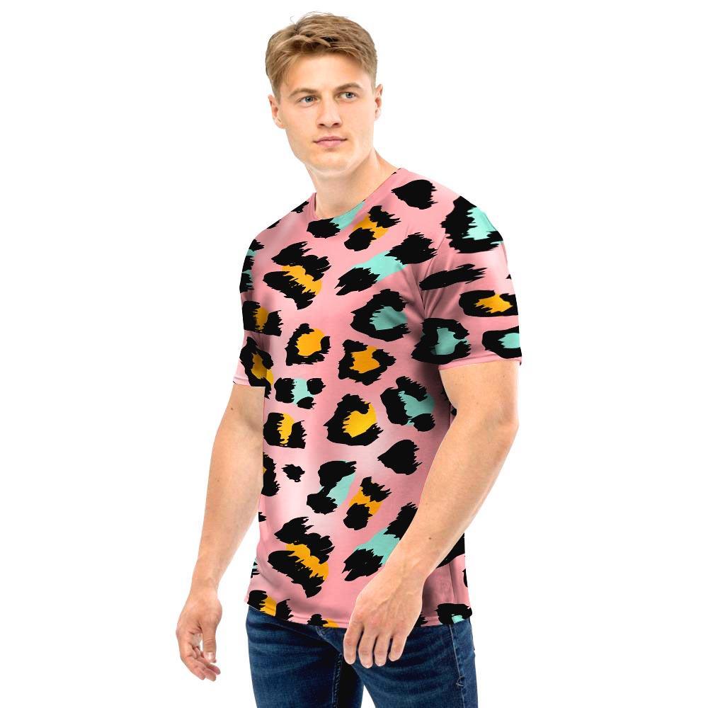 Pink Cheetah Print Men T Shirt-grizzshop