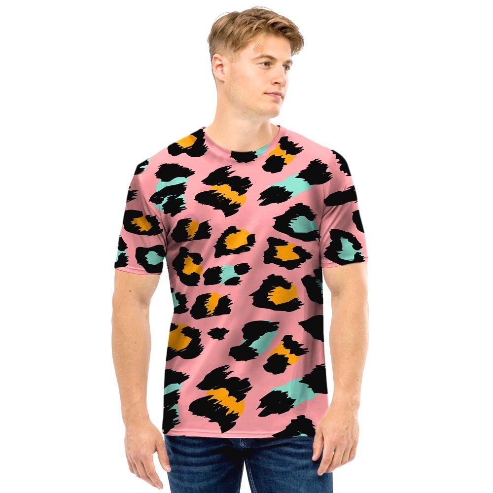 Pink Cheetah Print Men T Shirt-grizzshop