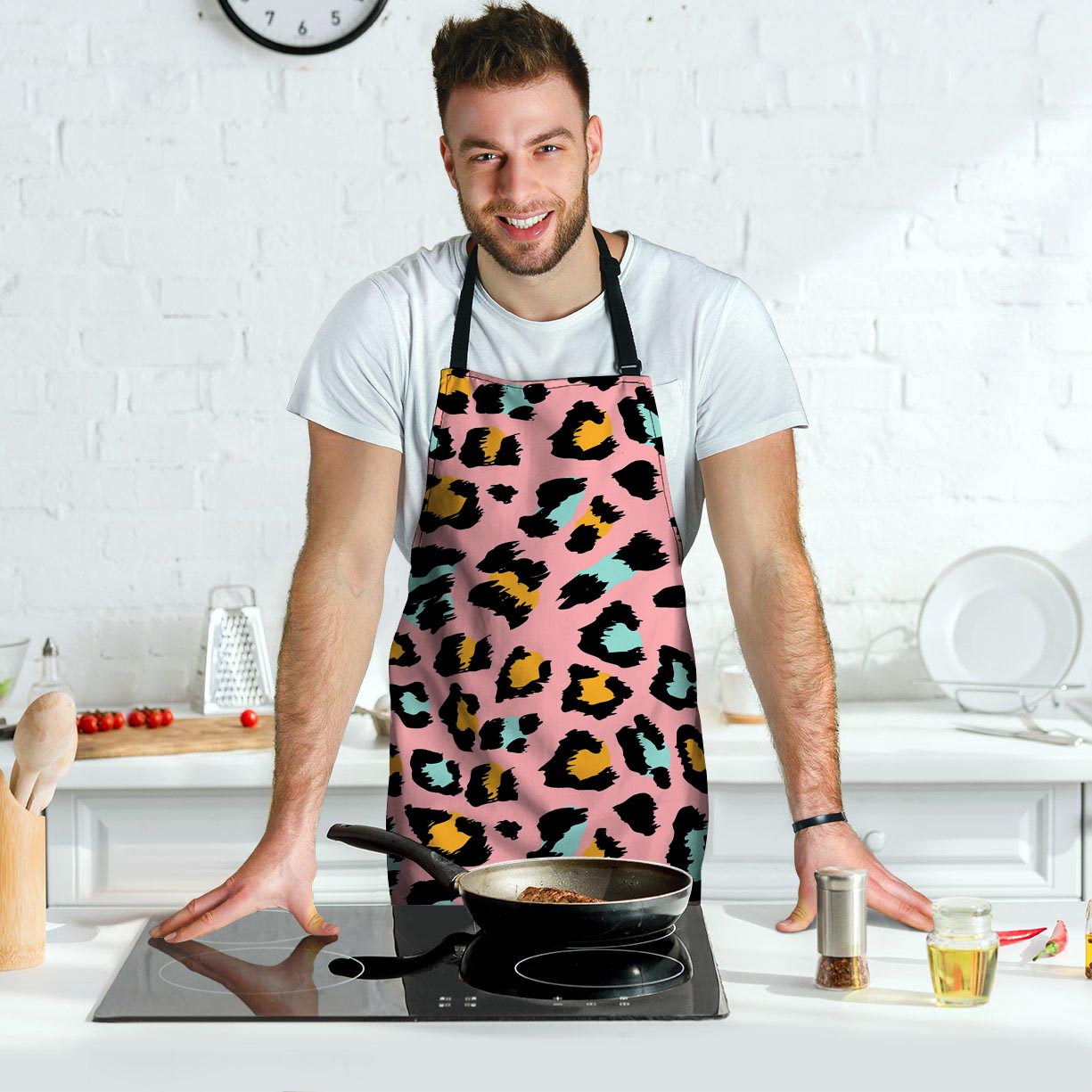 Pink Cheetah Print Men's Apron-grizzshop