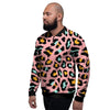 Pink Cheetah Print Men's Bomber Jacket-grizzshop