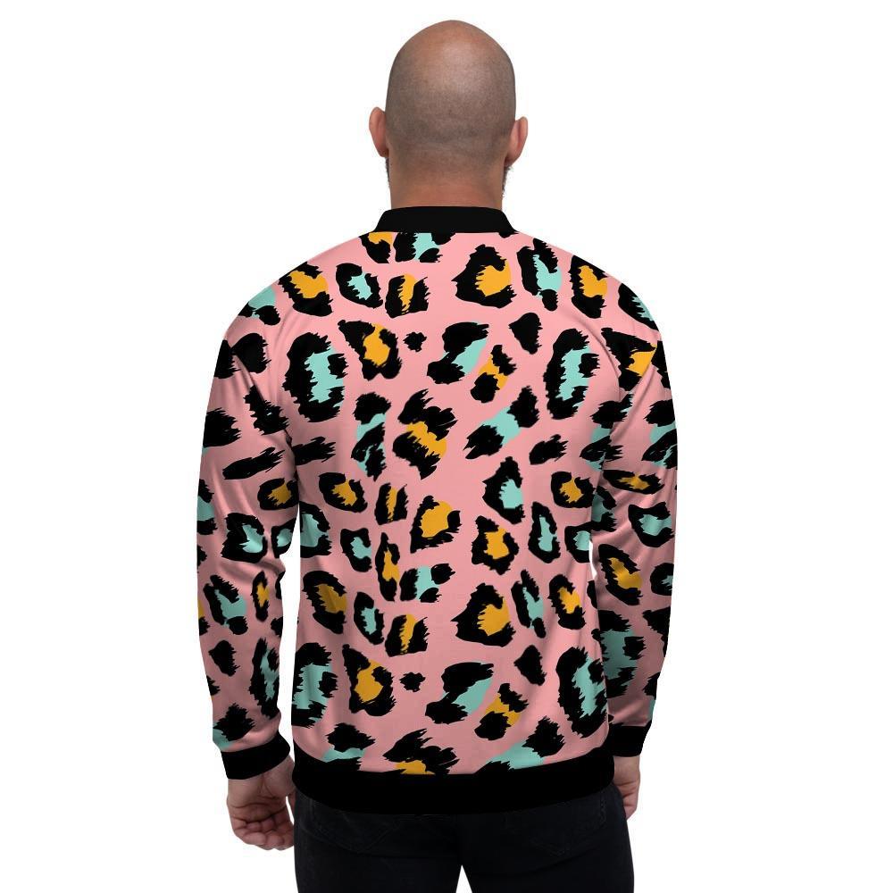 Pink Cheetah Print Men's Bomber Jacket-grizzshop