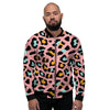 Pink Cheetah Print Men's Bomber Jacket-grizzshop