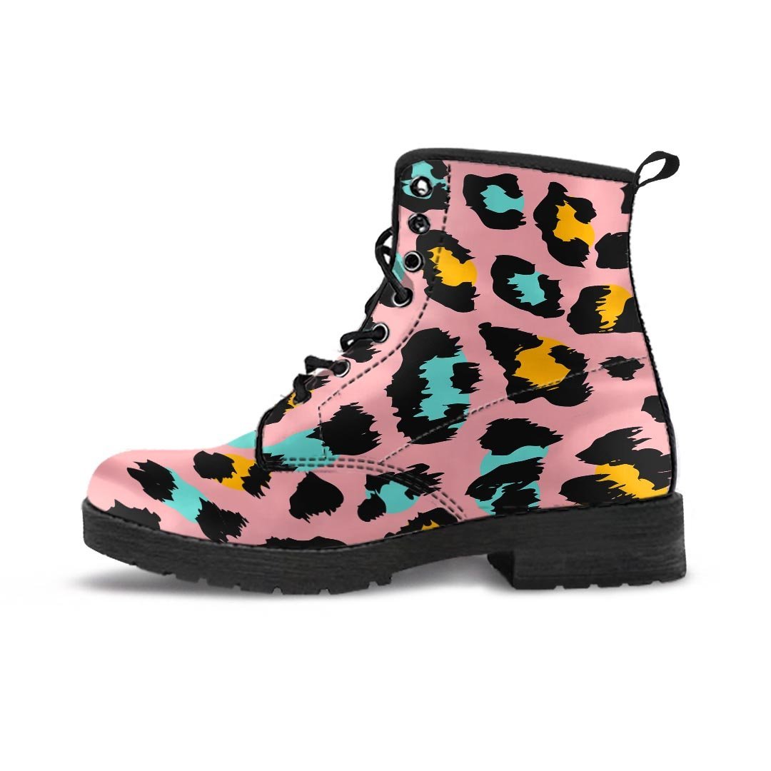 Pink Cheetah Print Men's Boots-grizzshop