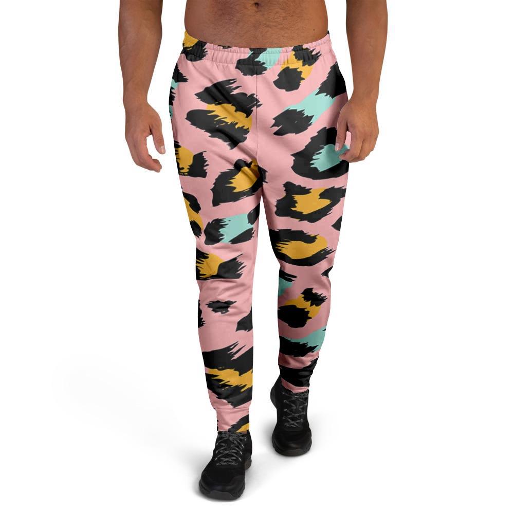 Pink Cheetah Print Men's Joggers-grizzshop