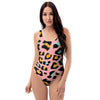 Pink Cheetah Print One Piece Swimsuite-grizzshop